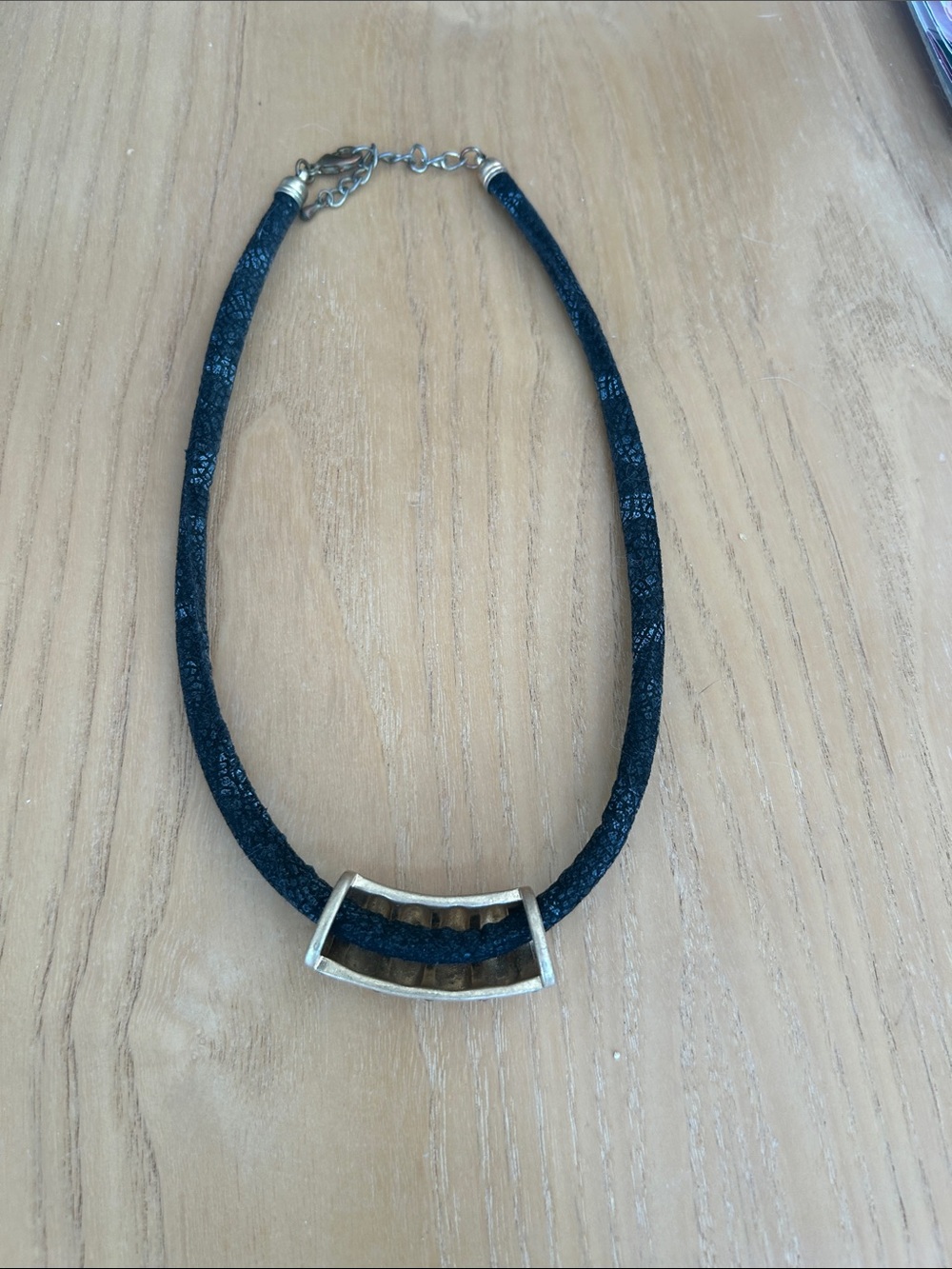 Black Crystal Accent Cord Necklace - Picture 2 of 3